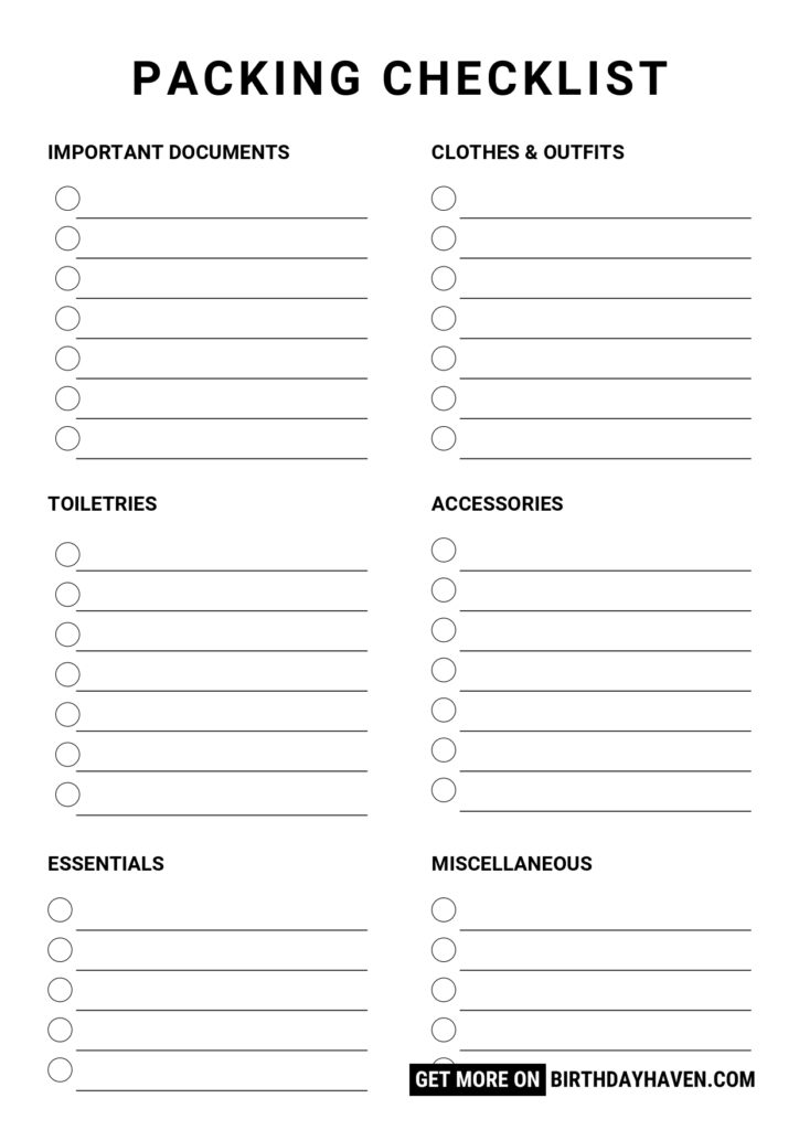 PACKING LIST
