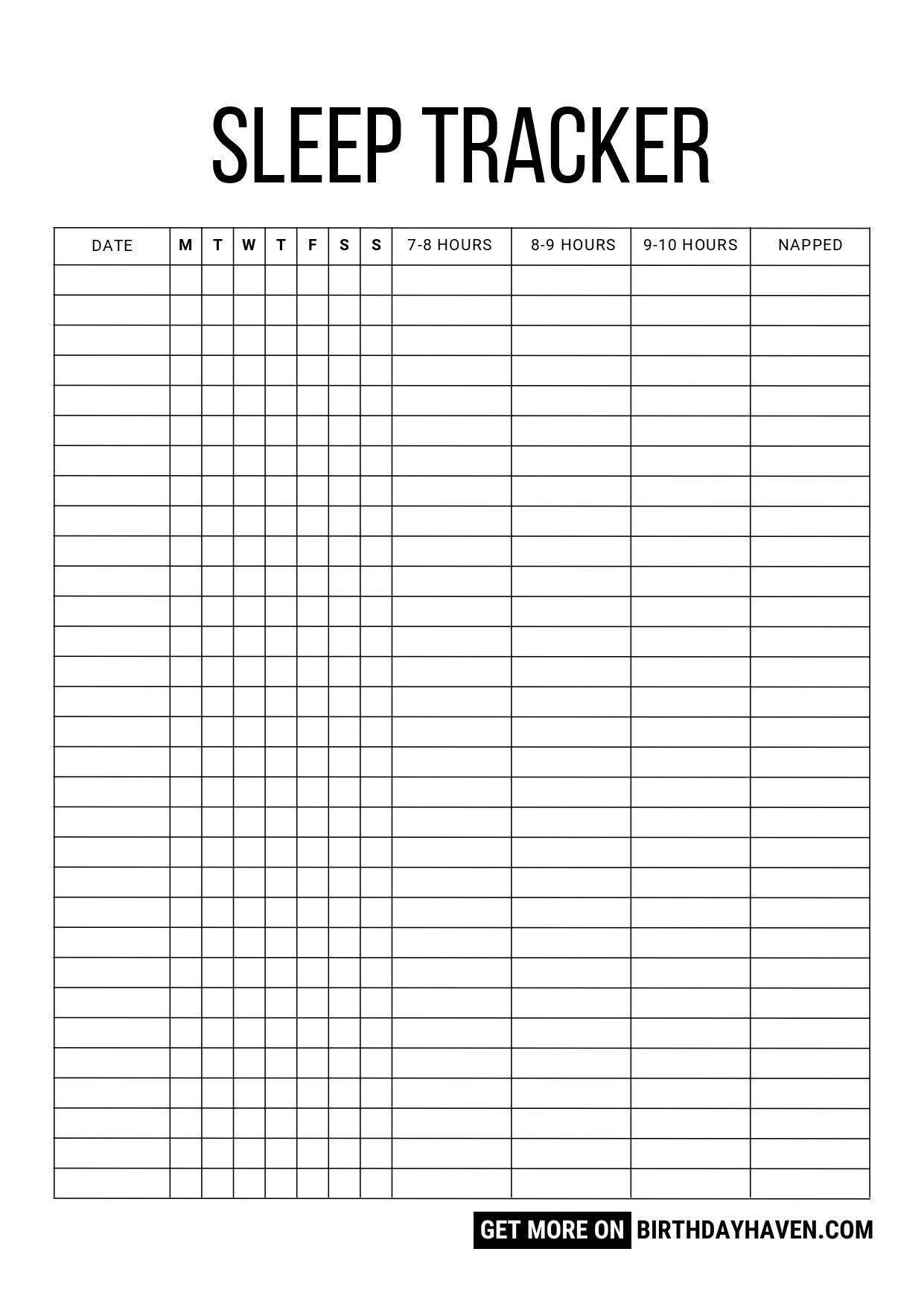 Printable Sleep Tracker to Help You Build Better Sleep Habits ...