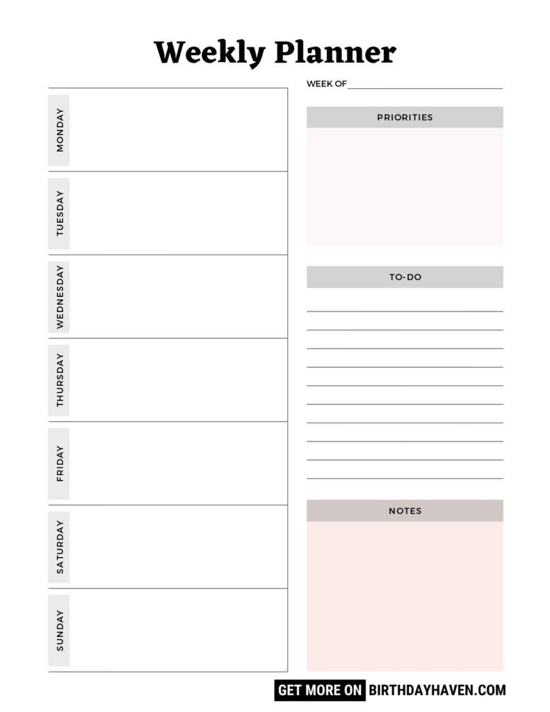WEEKLY PLANNER